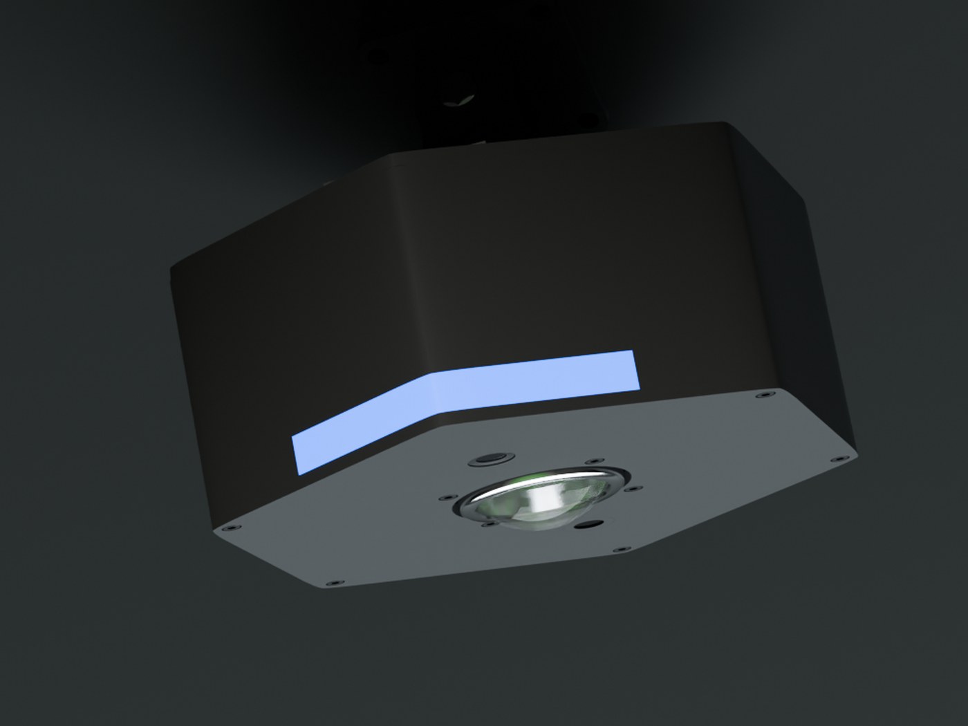 HYZR One with its light strip glowing blue in setup mode.
